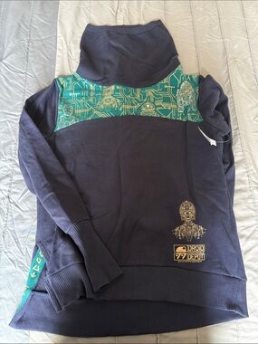 Disney Navy and Teal Droid Depot Pullover Sweater